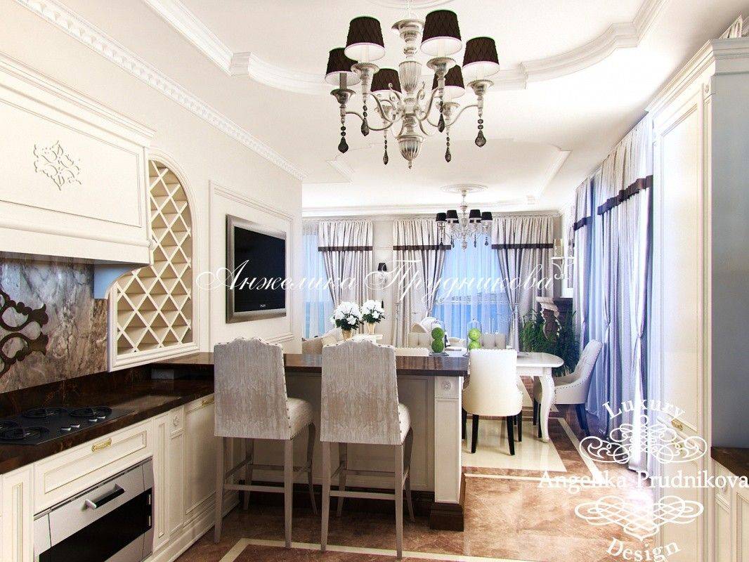 На фото: Дизайн кухні в світлих тонах в стилі прованс в заміському будинку