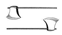 :双斧) з напівкруглим лезом, може бути доповнений гаком на обуху і підтікання,
